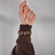 Bracelet femme en pierres naturelles d'œil de tigre aux reflets marron doré, perles rondes polies.