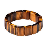 Bracelet naturel en pierres d'oeil de tigre carrés, aspect sauvage tendance, modèle Xume - La Boutique du Bracelet