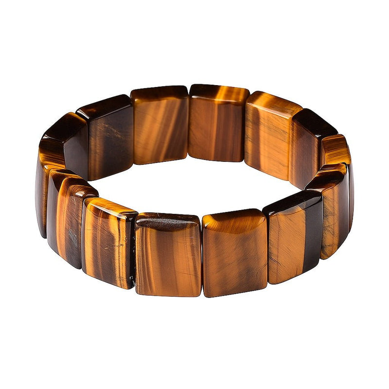 Bracelet naturel en pierres d'oeil de tigre carrés, aspect sauvage tendance, modèle Xume - La Boutique du Bracelet