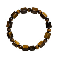 Bracelet naturel en pierres d'oeil de tigre cubiques, apporte force et sérénité, modèle Ziza - La Boutique du Bracelet