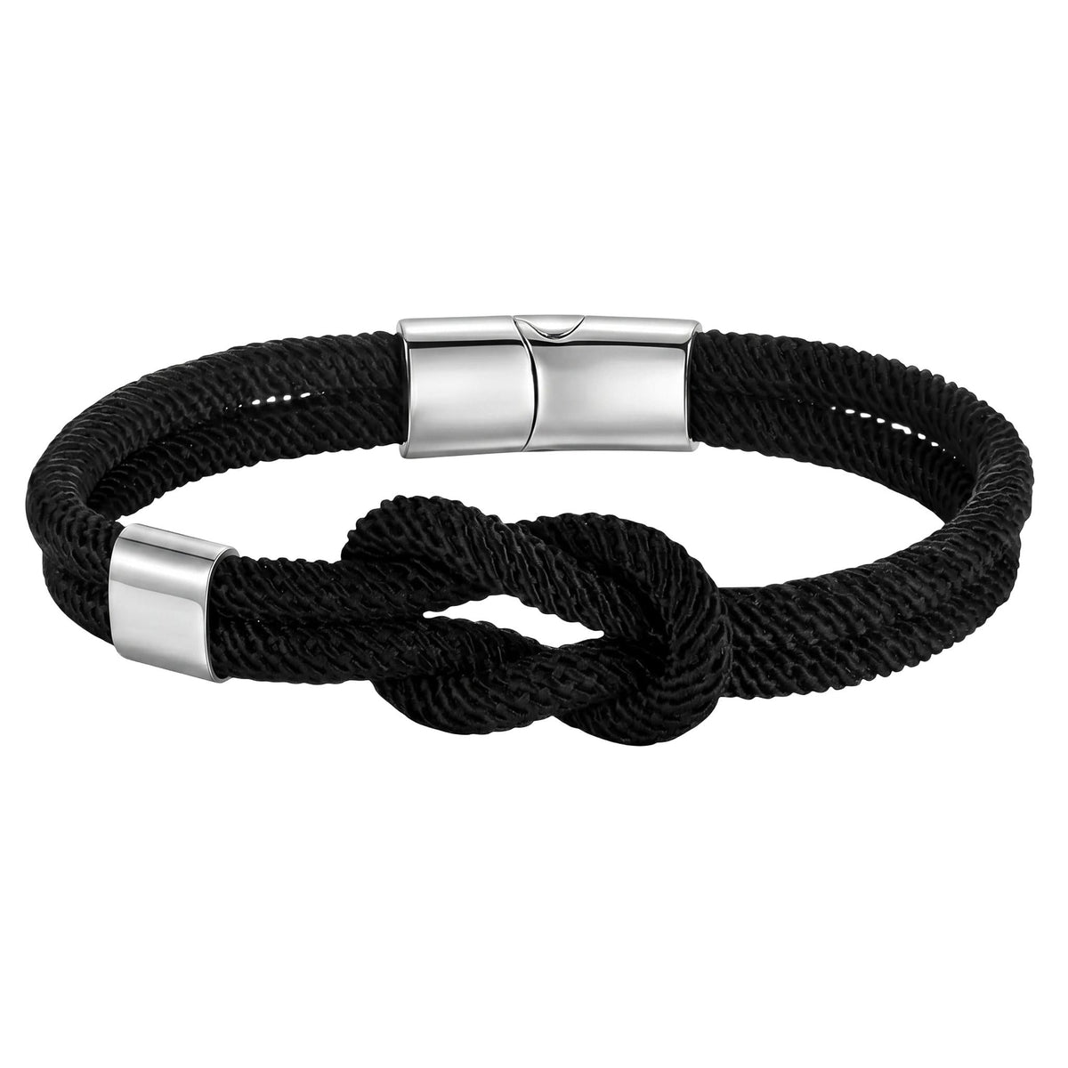 Marine knot nylon bracelet, stainless steel magnetic clasp, free personalized engraving, model Nono