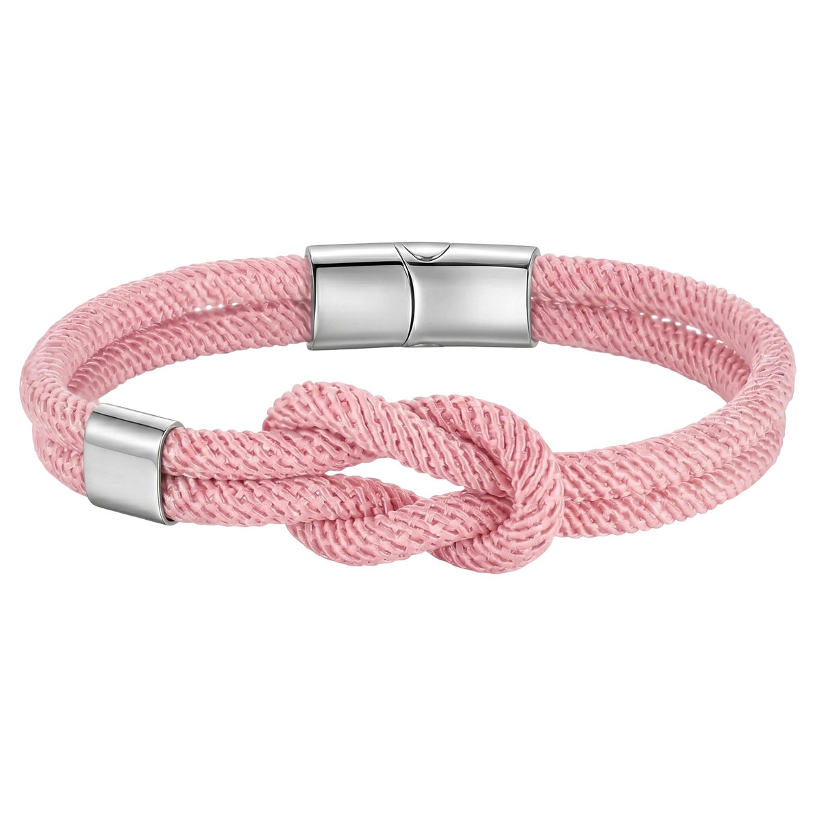 Marine knot nylon bracelet, stainless steel magnetic clasp, free personalized engraving, model Nono