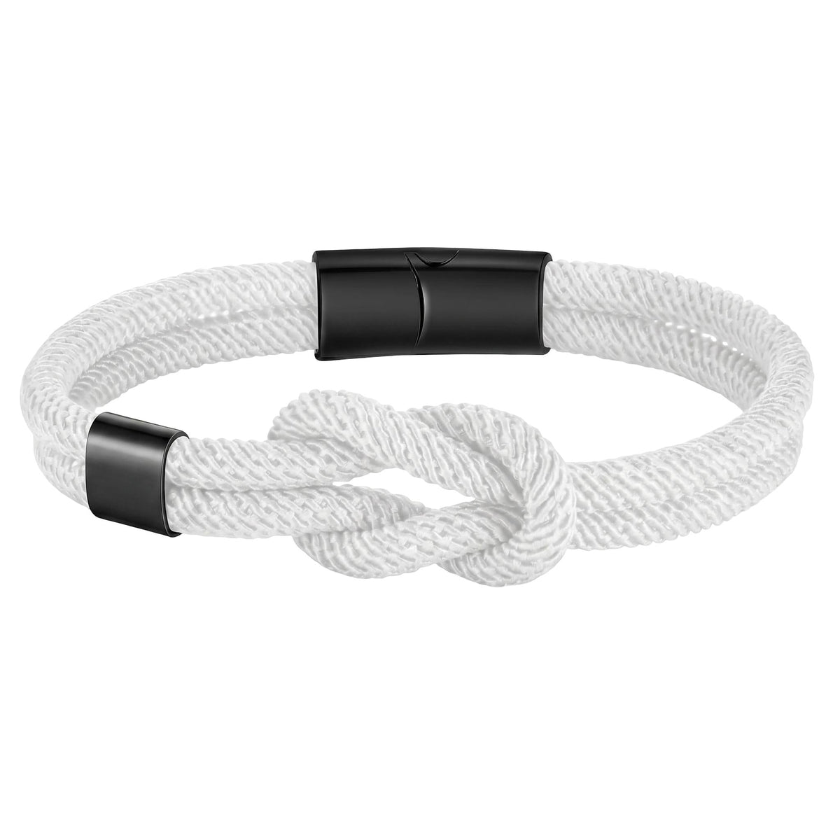 Marine knot nylon bracelet, stainless steel magnetic clasp, free personalized engraving, model Nono
