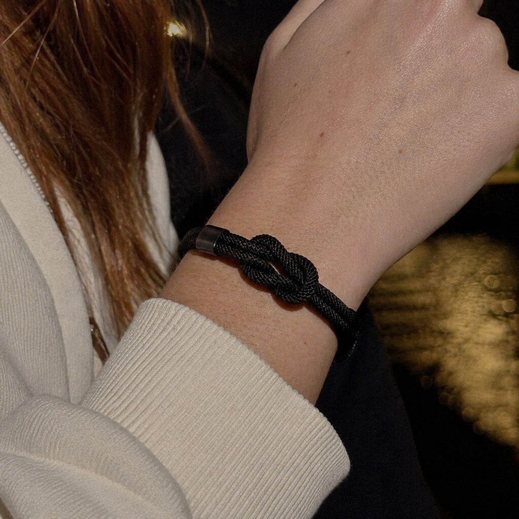 Bracelet nœud marin en nylon, fermoir magnétique en acier inoxydable, gravure personnalisée offerte, modèle Nono