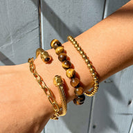 Bracelet œil de tigre, pierre naturelle élastique, et cristaux, modèle Talena - La Boutique du Bracelet