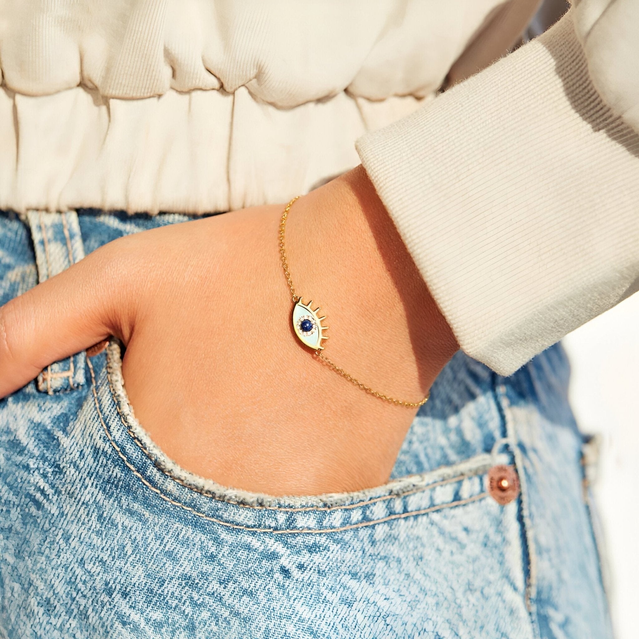 Bracelet œil fixant, en argent sterling, pour femme, modèle Esmara - La Boutique du Bracelet