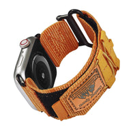 Bracelet en nylon orange avec fermeture velcro pour Apple Watch, style sport Outdoor Sport Edition.