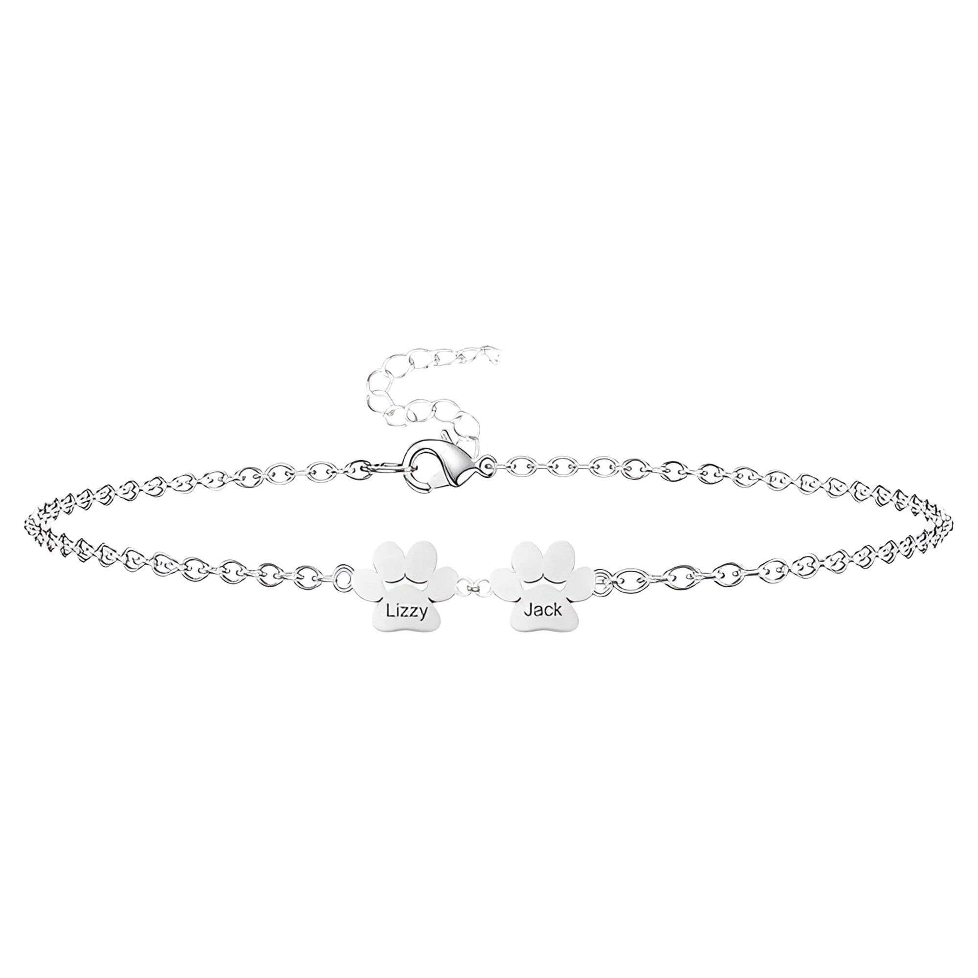 Bracelet patte personnalisée, en acier inoxydable, mixte, modèle Tinou 2 pattes - La Boutique du Bracelet