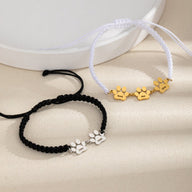 Bracelet nylon noir à trois pattes argentées en acier inoxydable, modèle Médor 3 pattes  .