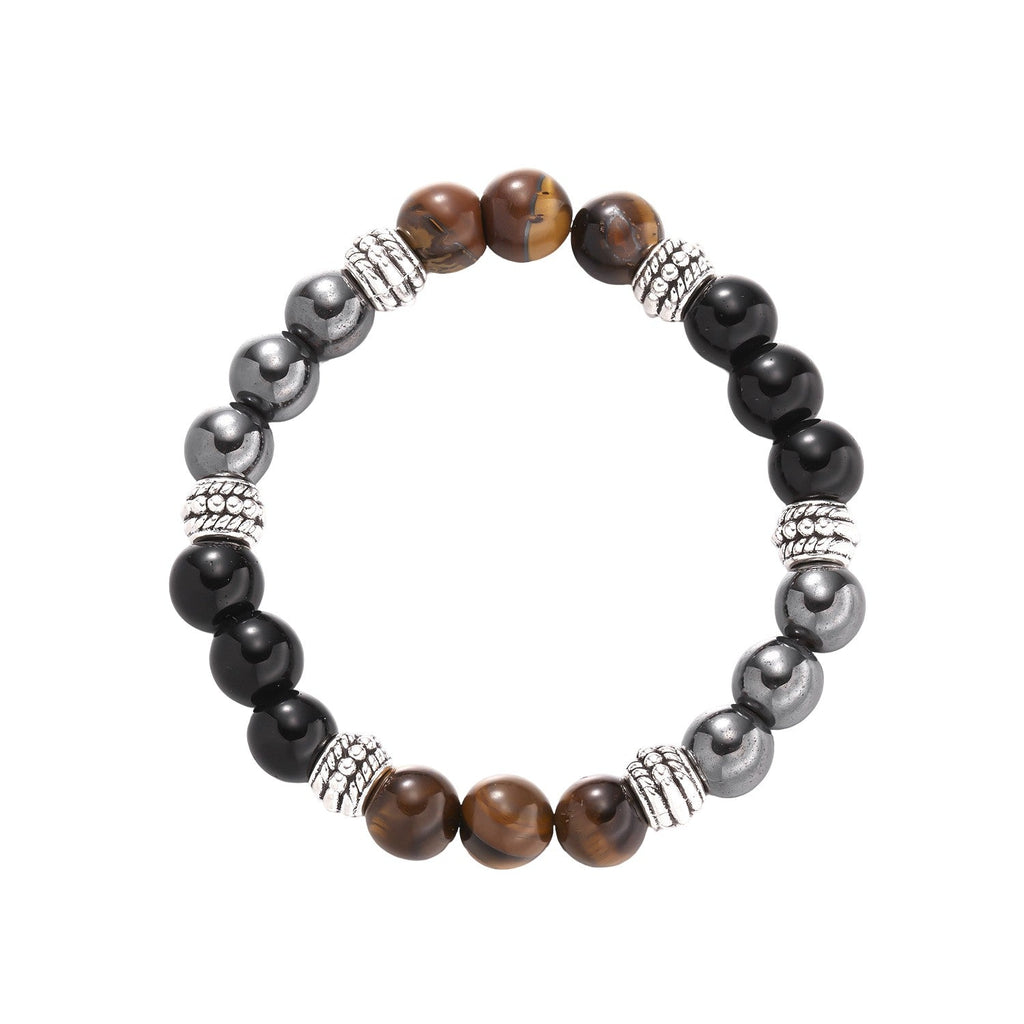 Black tiger's eye bead bracelet, natural 8mm beads, bold style elastic bracelet, Fadicio model