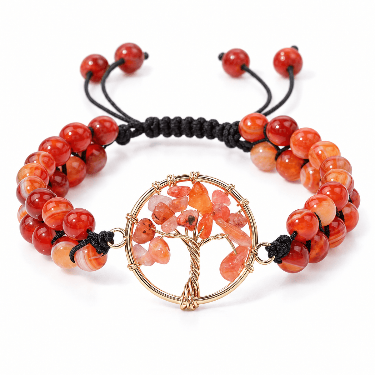 Bracelet Adrita Agate rouge posé de face sur fond blanc
