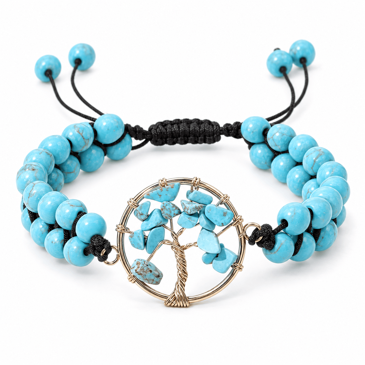 Bracelet Adrita Turquoise posé de face sur fond blanc