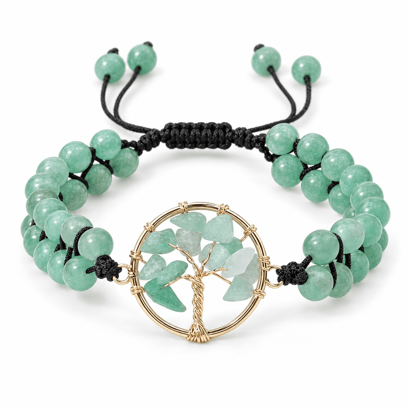 Bracelet Adrita Aventurine posé de face sur fond blanc
