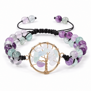 Bracelet Adrita Fluorite posé de face sur fond blanc