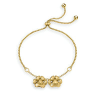 Bracelet fin en acier inoxydable doré avec deux pendentifs pattes gravés "Bambi" ajustable par coulisse.