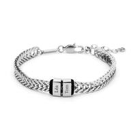 Bracelet personnalisé à maille chevron, plaque à graver, 2x plaques, modèle Spino - La Boutique du Bracelet