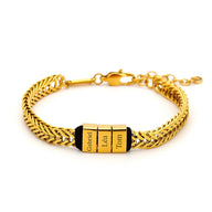 Bracelet personnalisé à maille chevron, plaque à graver, 3x plaques, modèle Spino - La Boutique du Bracelet