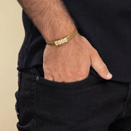 Bracelet personnalisé à maille chevron, plaque à graver, 5x plaques, modèle Spino - La Boutique du Bracelet