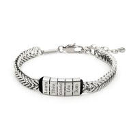 Bracelet personnalisé à maille chevron, plaque à graver, 5x plaques, modèle Spino - La Boutique du Bracelet