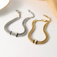 Bracelet personnalisé à maille chevron, plaque à graver, 5x plaques, modèle Spino - La Boutique du Bracelet