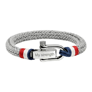 Personalisierbares Armband mit geflochtenem Nylon und Edelstahl-Manille, maritimer Nautik-Stil, verstellbar, Modell Podèle
