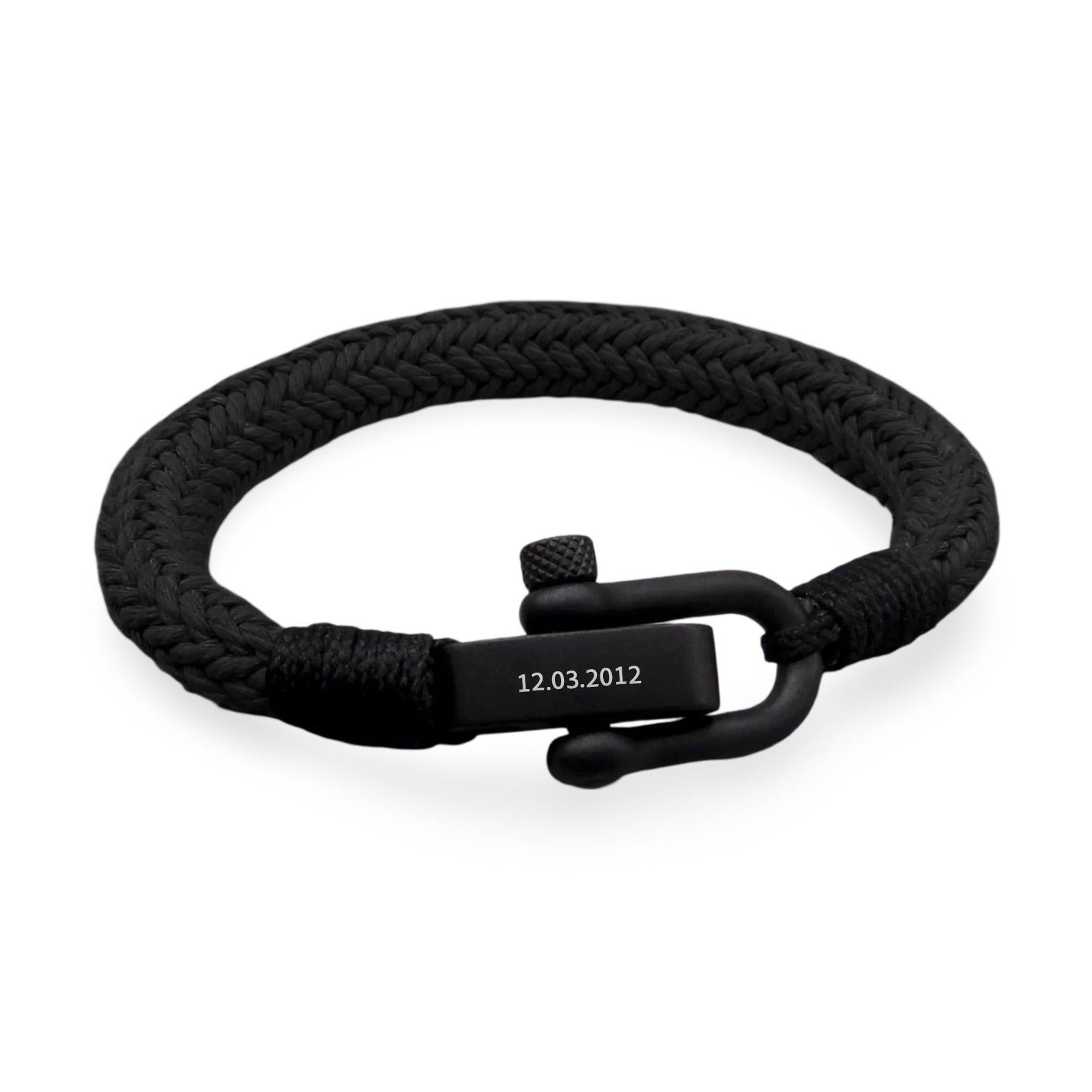 Bracelet personnalisé à mousqueton noir, pour homme, modèle Ilyes - La Boutique du Bracelet