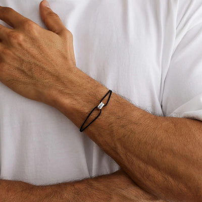 Personalized bracelet with ring, adjustable cord, name engraving, eternal symbol, Gibz model