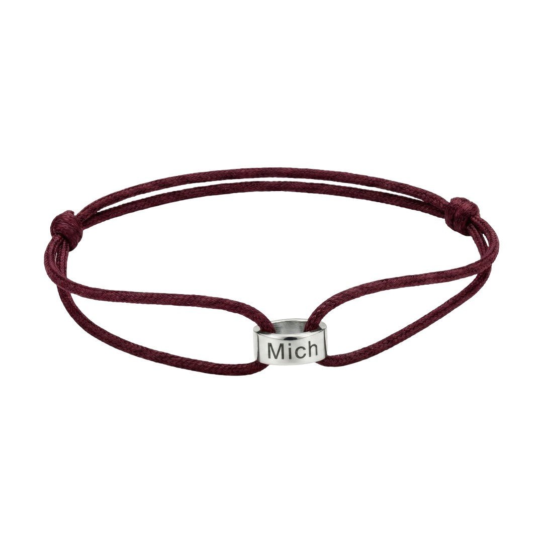Personalized bracelet with ring, adjustable cord, name engraving, eternal symbol, Gibz model