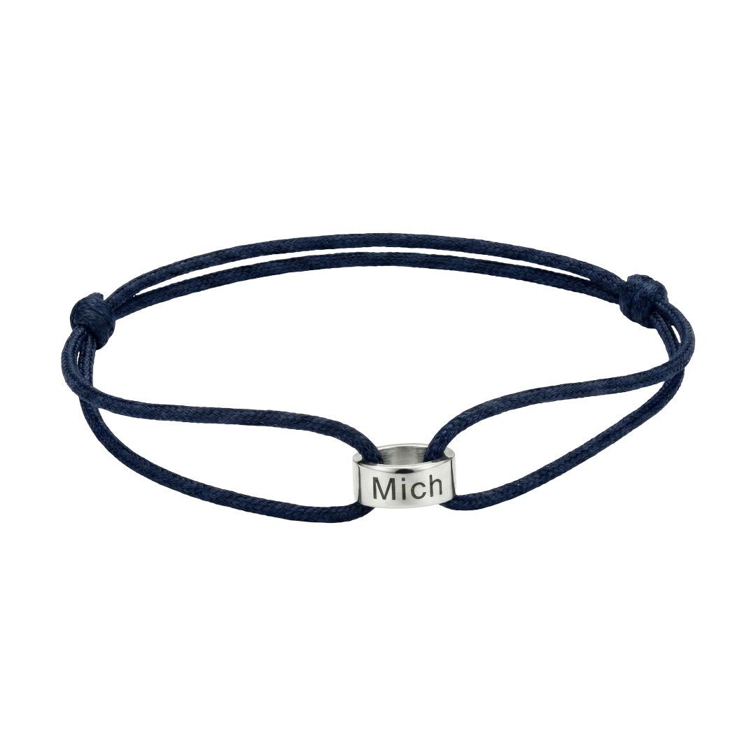 Personalized bracelet with ring, adjustable cord, name engraving, eternal symbol, Gibz model