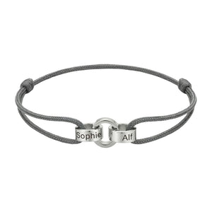 Personalisierbares Armband für Paare, Freunde oder Familie mit ineinander verschlungenen Ringen, verstellbarem Band, Namensgravur, Symbol für ewige Verbundenheit, Modell Pantor