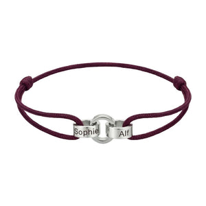 Personalisierbares Armband für Paare, Freunde oder Familie mit ineinander verschlungenen Ringen, verstellbarem Band, Namensgravur, Symbol für ewige Verbundenheit, Modell Pantor