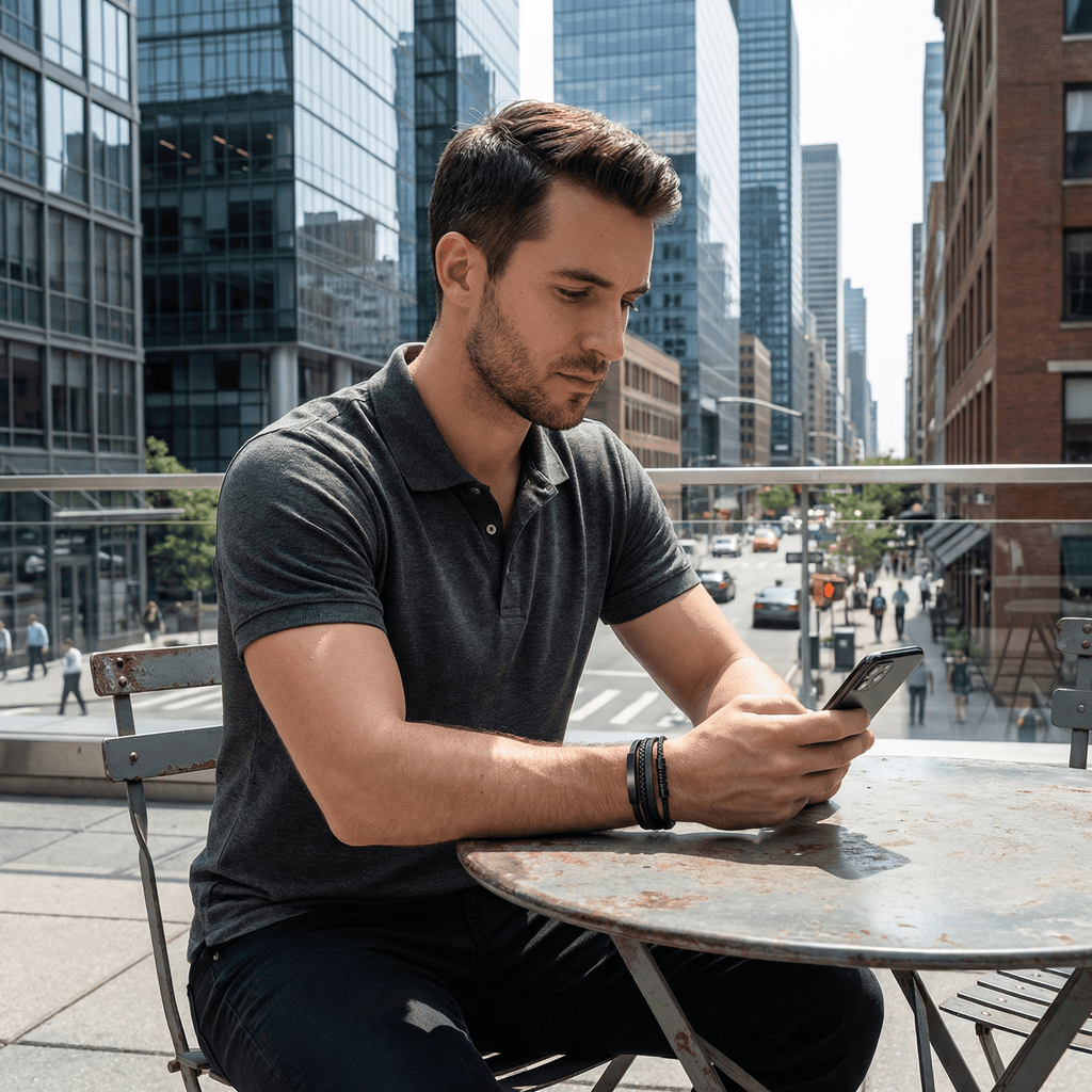 Personalisierbares Lederarmband, mehrreihig, modisch, Modell Maxime