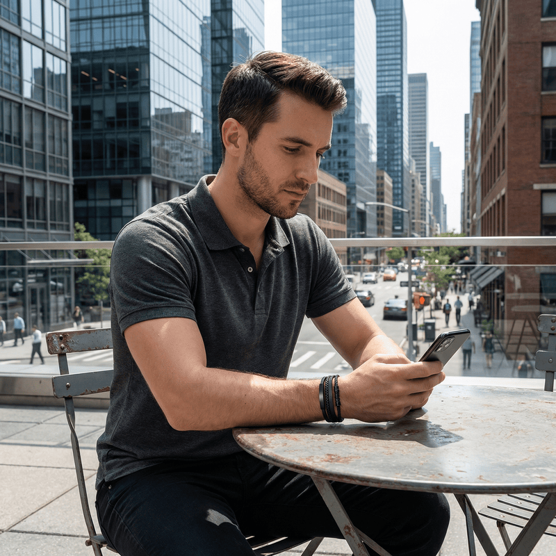 Personalisierbares Lederarmband, mehrreihig, modisch, Modell Maxime