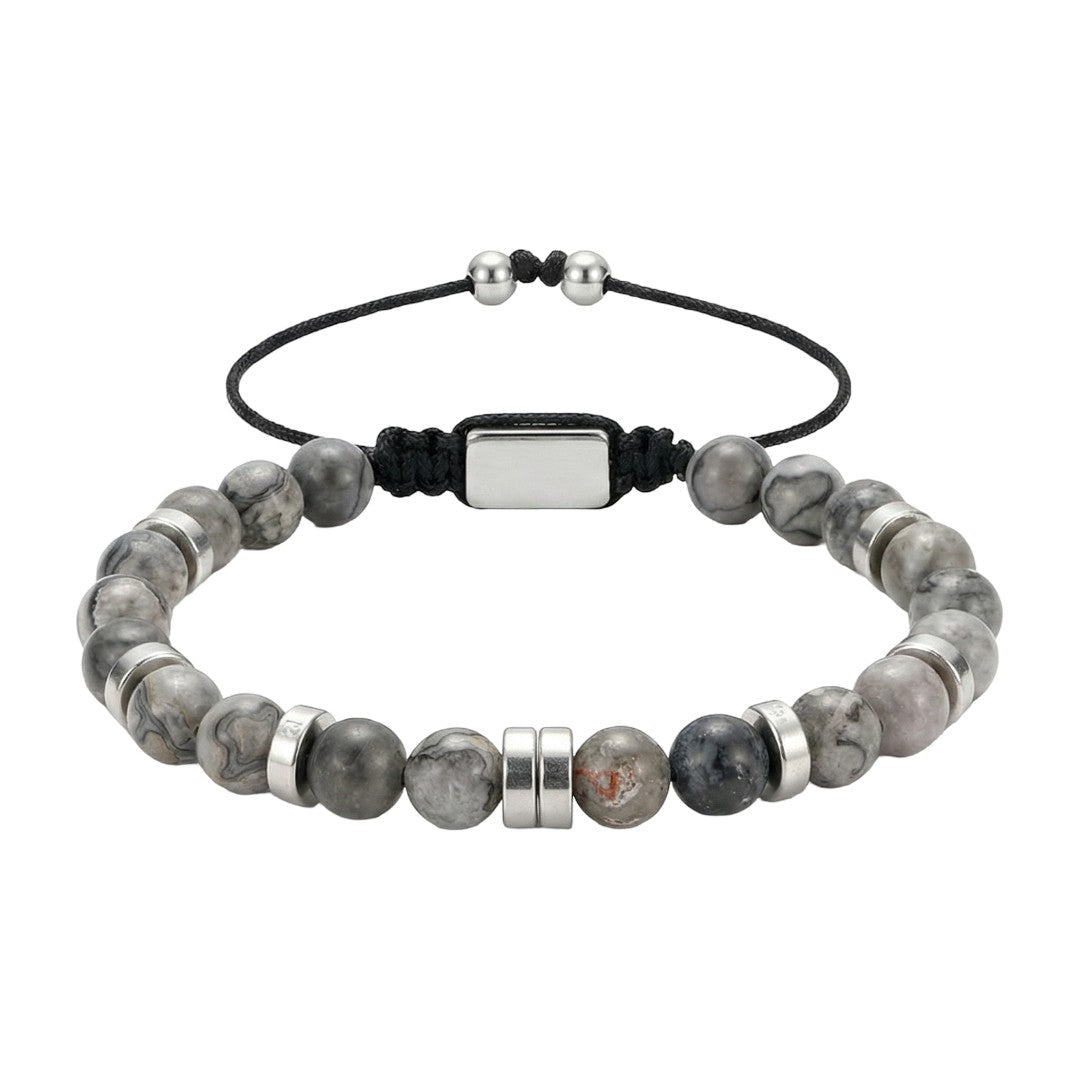 Personalisiertes Armband aus 6 mm Natursteinen, verstellbares Band, Modell Kalère
