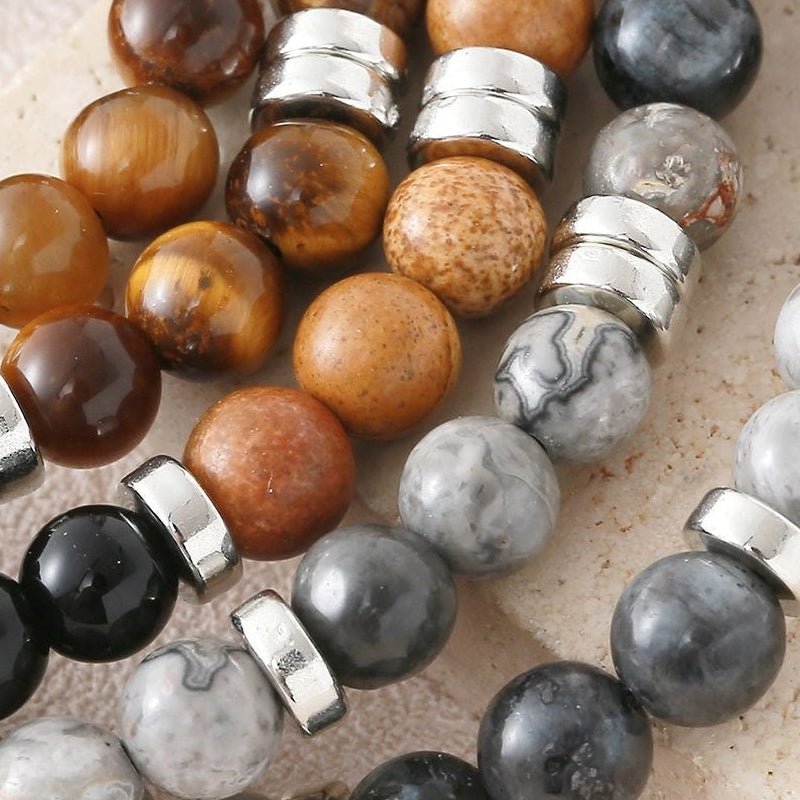 Personalized bracelet made of natural stones 6 mm, beaded bracelet with adjustable cord, raw and elegant look, Kalère model