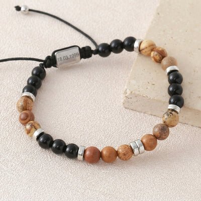 Personalisiertes Armband aus 6 mm Natursteinen, verstellbares Band, Modell Kalère