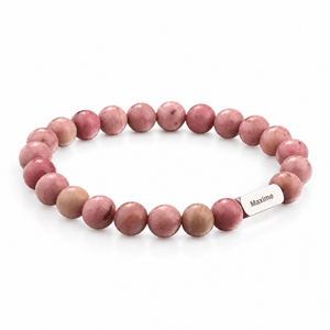 Packshot studio bracelet Zohar Rhodonite, vue de face sur fond blanc. — gravure source restaurée 8 octobre 2026