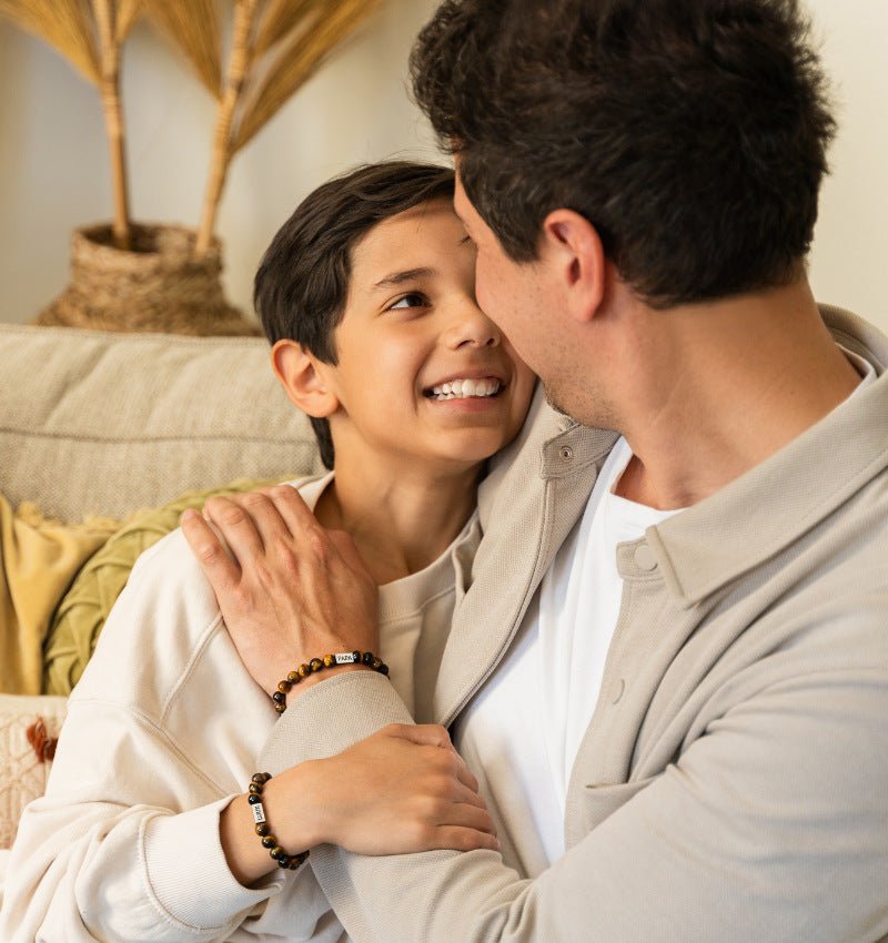 Bracelet mixte en pierres naturelles Oeil de tigre, perles rondes, style homme et enfant.