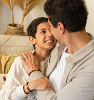 Bracelet mixte en pierres naturelles Oeil de tigre, perles rondes, style homme et enfant.