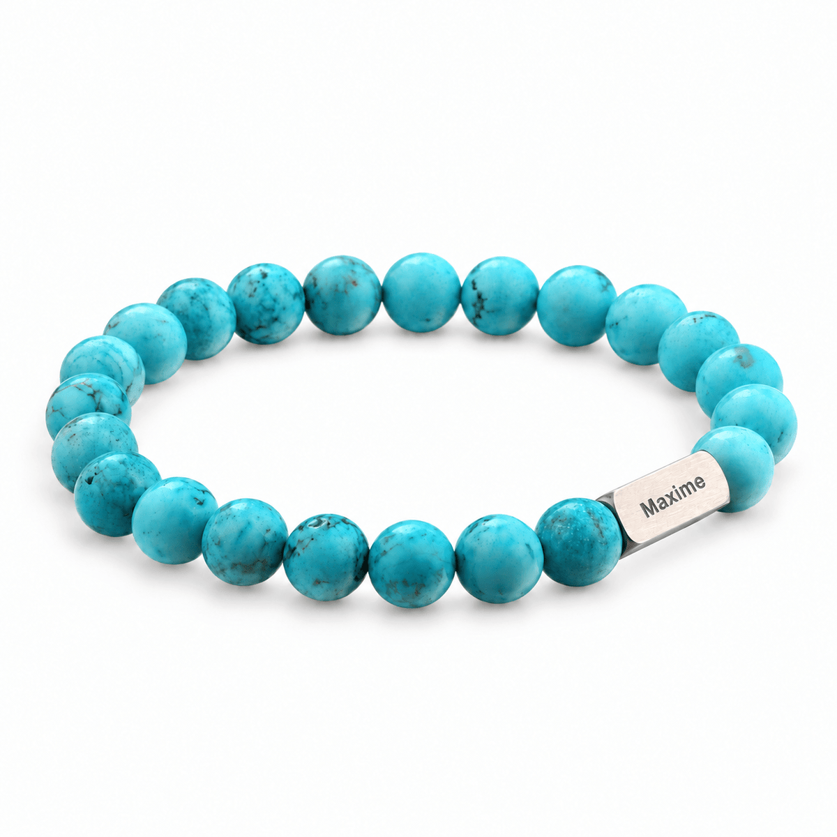 Packshot studio bracelet Zohar Turquoise, vue de face sur fond blanc. — gravure source restaurée 8 octobre 2026