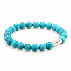 Packshot studio bracelet Zohar Turquoise, vue de face sur fond blanc. — gravure source restaurée 8 octobre 2026