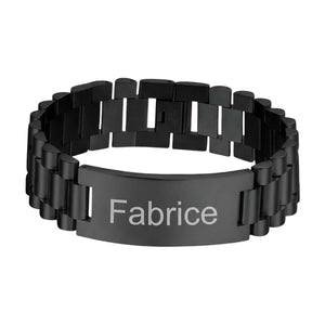 Bracciale personalizzato tipo gourmette, in acciaio inox, maglia spessa, da uomo, modello Fernand
