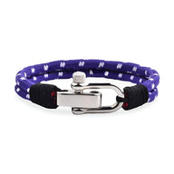 Bracelet violet en corde tressée avec mousqueton en acier inoxydable pour homme.