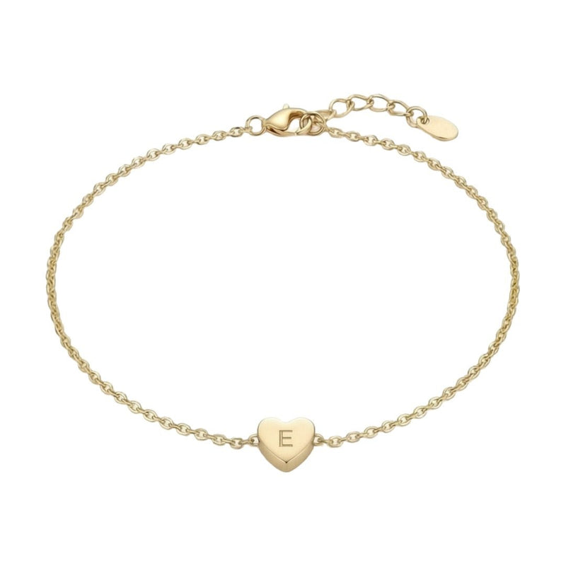 Bracciale personalizzato con 1 cuore e lettera incisa, catenina sottile in acciaio inossidabile dorato, gioiello delicato con messaggio intimo, modello Garence
