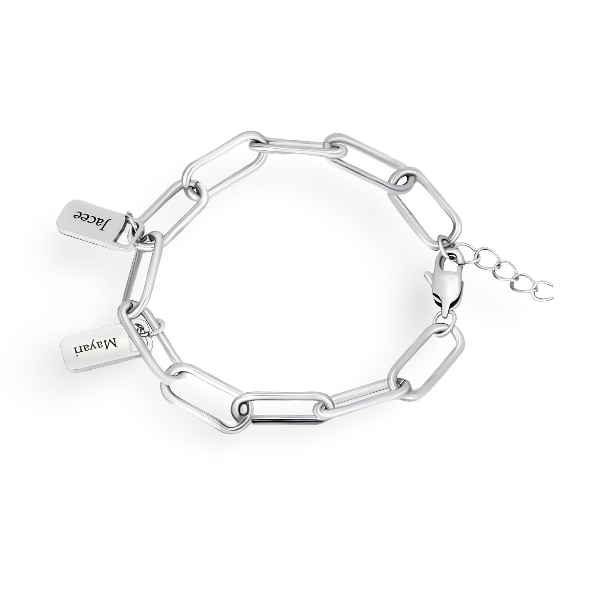 Bracelet personnalisée deux plaques, en acier inoxydable, pour femme, modèle Kim - La Boutique du Bracelet