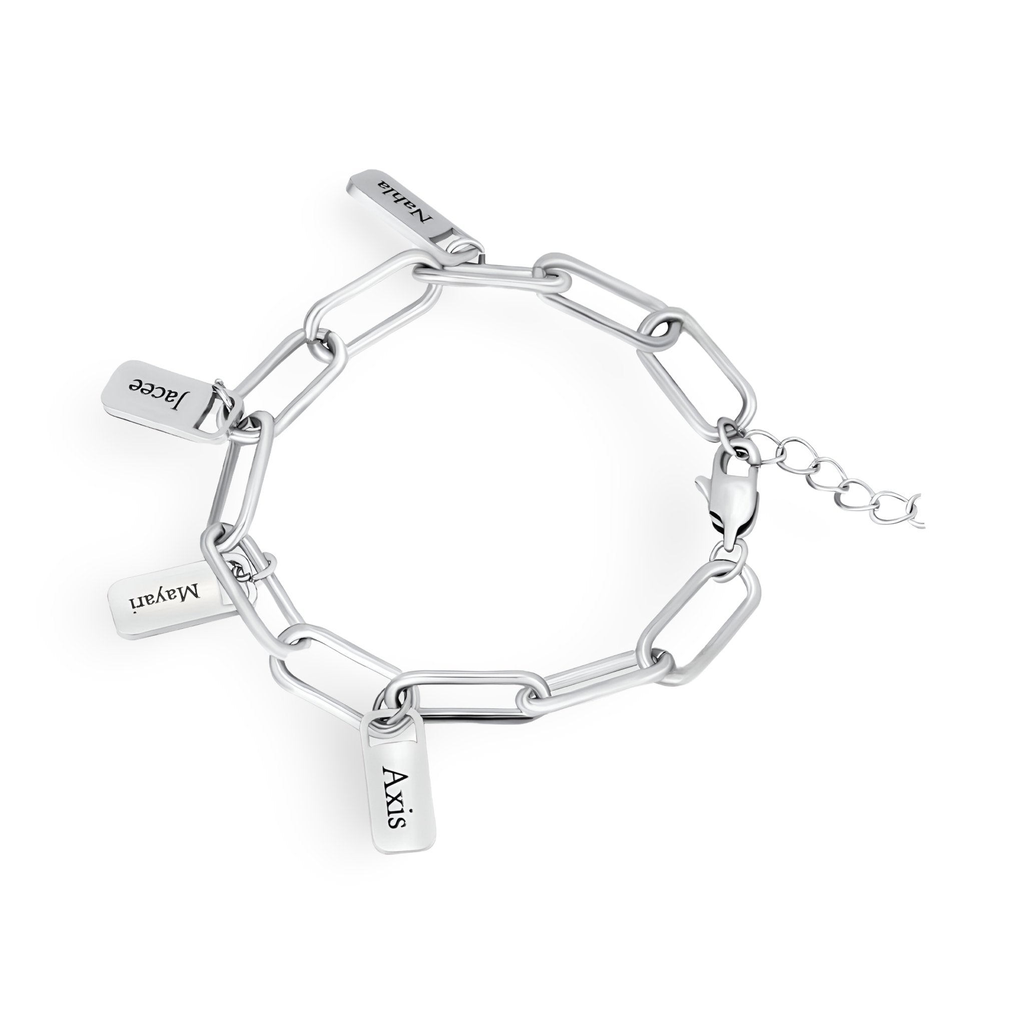 Bracelet personnalisée quatre plaques, en acier inoxydable, pour femme, modèle Kim - La Boutique du Bracelet