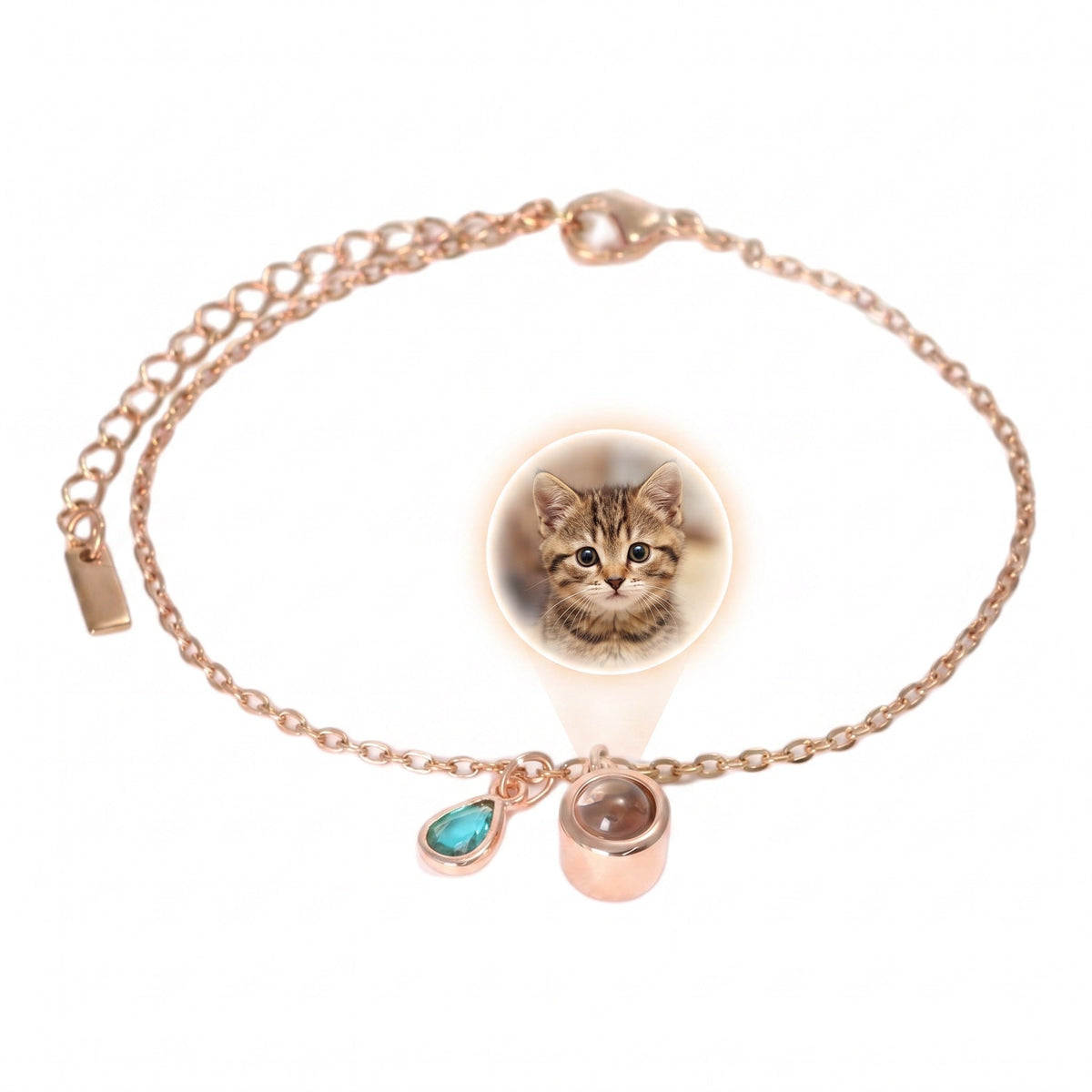 Personalized Photo Bracelet, Stainless Steel, with Teardrop Birthstone, Unique and Intimate Gift, Ruliqua Model