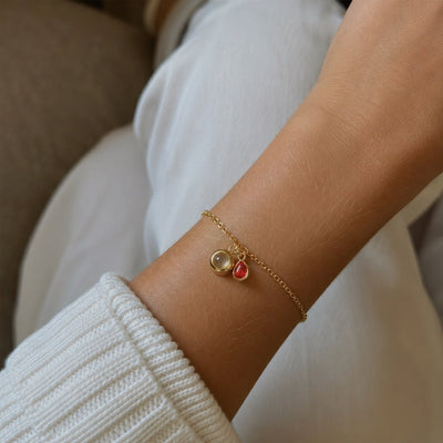 Personalized Photo Bracelet, Stainless Steel, with Teardrop Birthstone, Unique and Intimate Gift, Ruliqua Model