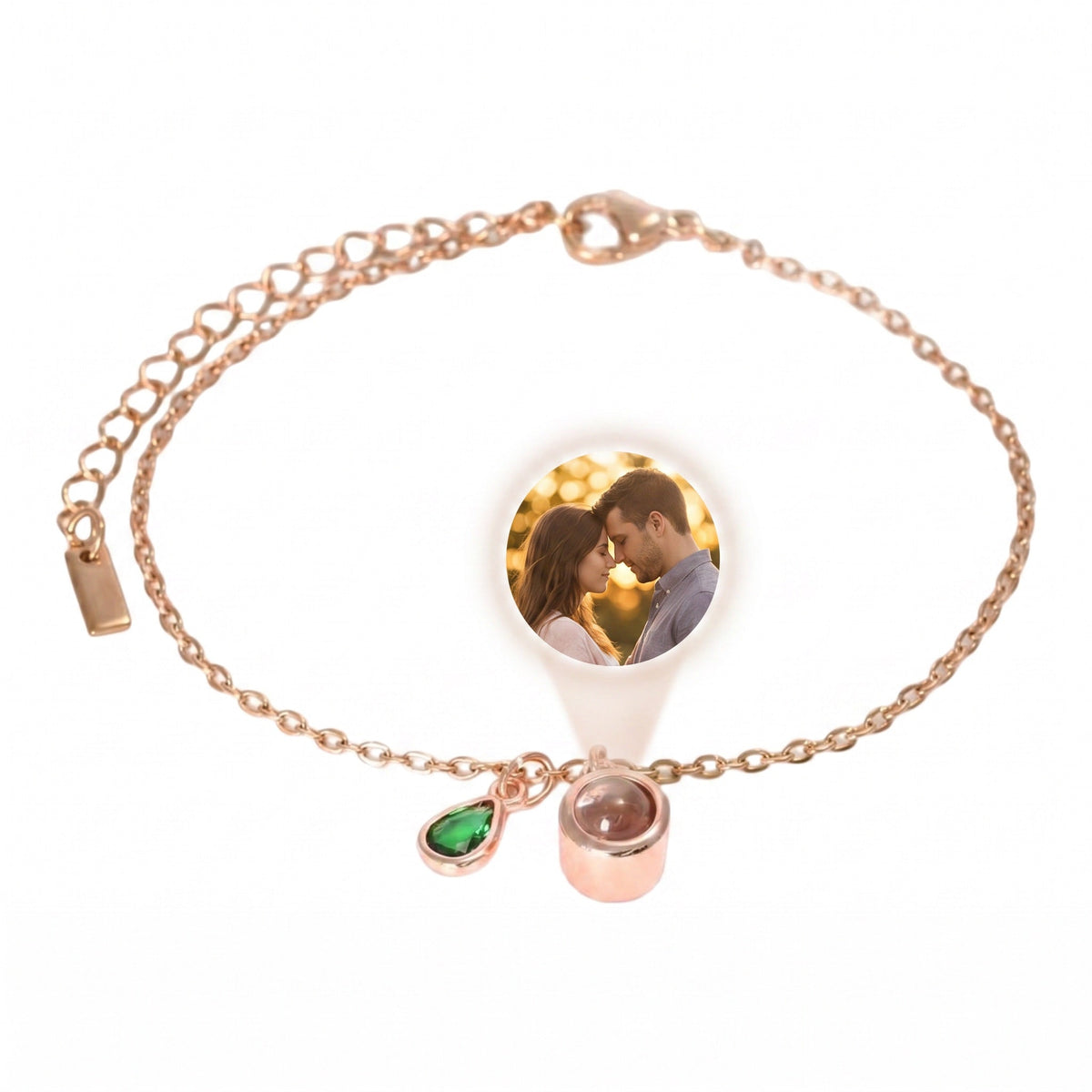 Personalized Photo Bracelet, Stainless Steel, with Teardrop Birthstone, Unique and Intimate Gift, Ruliqua Model
