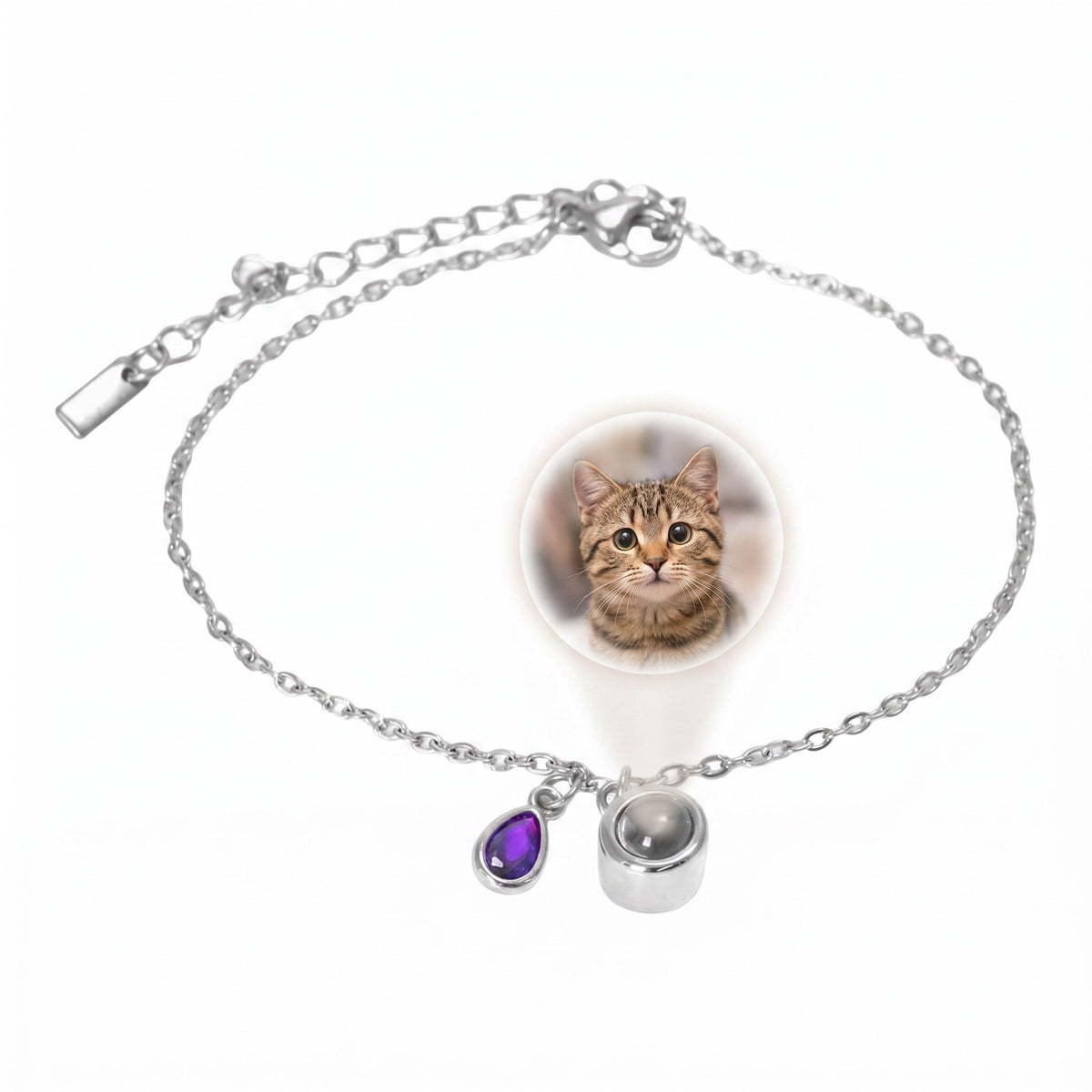 Personalized Photo Bracelet, Stainless Steel, with Teardrop Birthstone, Unique and Intimate Gift, Ruliqua Model